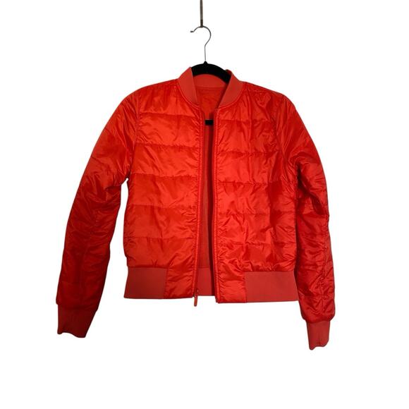 Lululemon Non Stop Reversible Bomber Jacket Womens 4 Bright Orange/Red Primaloft - Picture 2 of 8